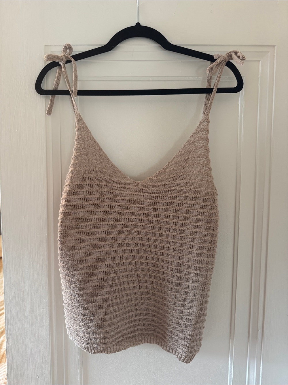 Wishlist Knit Tie-Shoulder Camisole in Light Beige